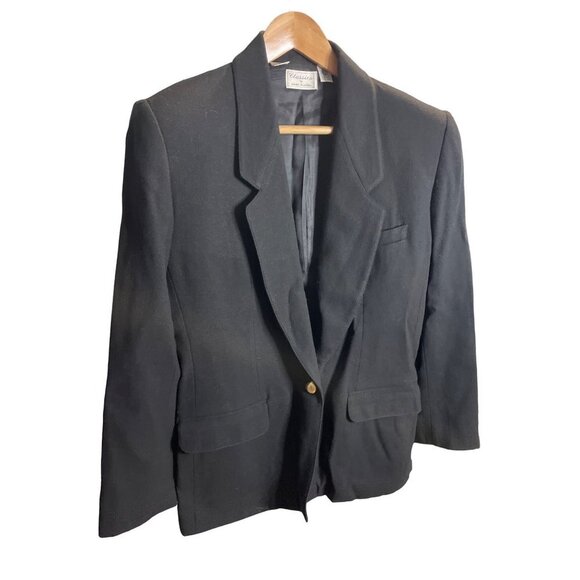 Vintage 90s Classics by Anne Klein Black Wool Single Button Blazer Sz 8 - Picture 3 of 9